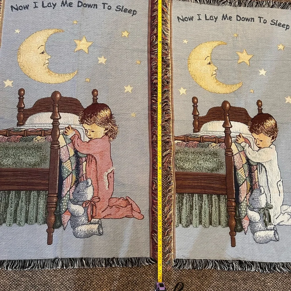 Now I Lay Me Down to Sleep‎ Childs Fringed Tapestry Throw Rug Wall Decor Nursery